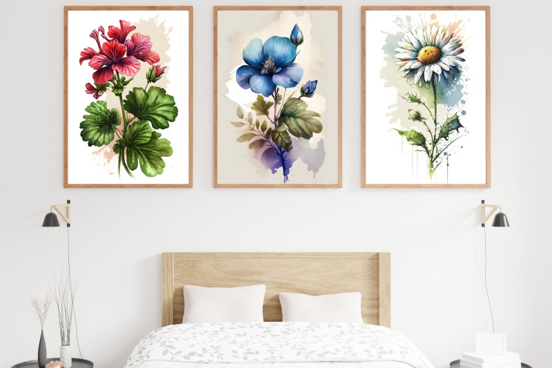 watercolor-flowers-wall-art-collection