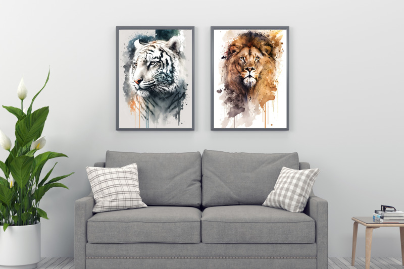 watercolor-felidae-family-animals-wall-art