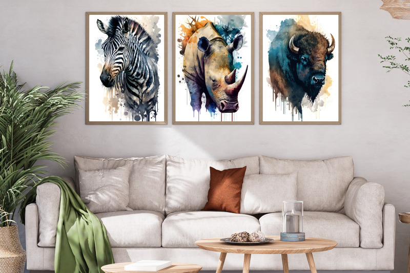 watercolor-safari-animals-wall-art-collection