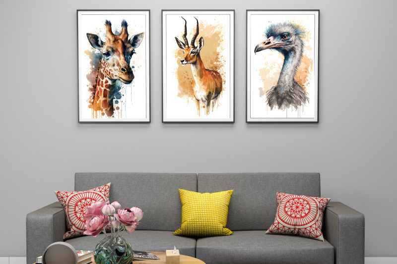 watercolor-safari-animals-wall-art-collection