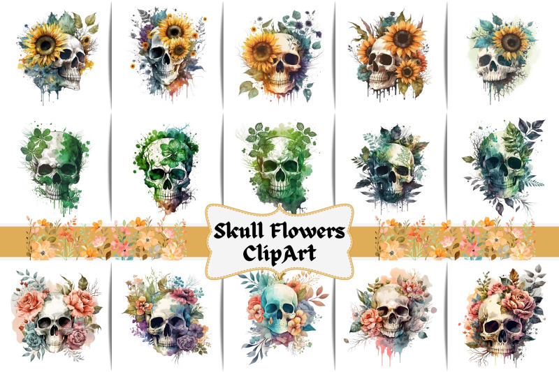 watercolor-floral-skulls-clipart