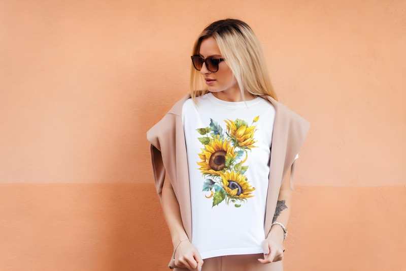 watercolor-sunflowers-sublimation-clipart-bundle