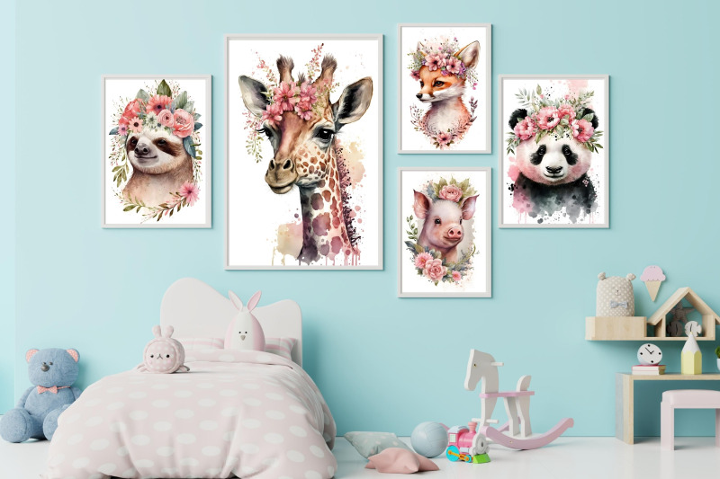 watercolor-pinky-baby-animals-nursery-wall-art