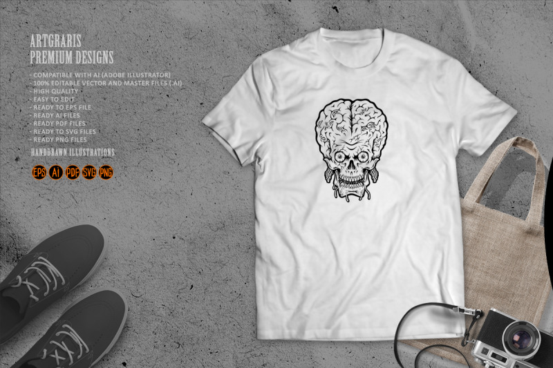 scary-skull-head-monster-zombie-brain-illustrations-monochrome