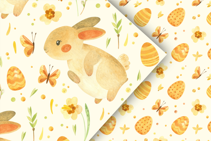 easter-seamless-patterns-with-cute-bunny-spring-flowers-easter-eggs