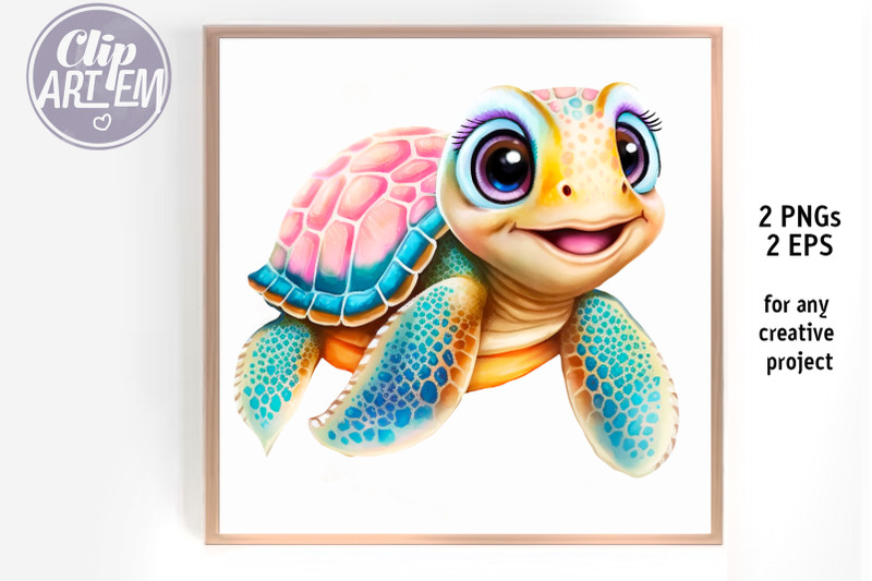 Baby Boy And Girl Ocean Turtle Clip Art Vector 2 Png 2 Eps Images By