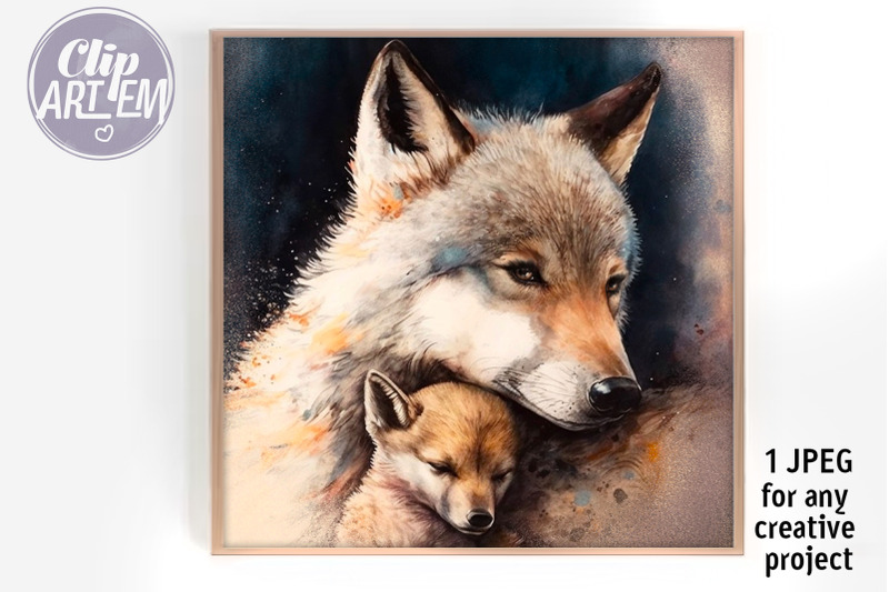 mother-039-s-day-wolf-mommy-baby-picture-jpeg-watercolor-home-decor