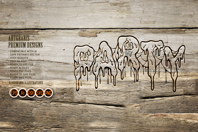 scary-dripping-party-word-hand-lettering-font-silhouette