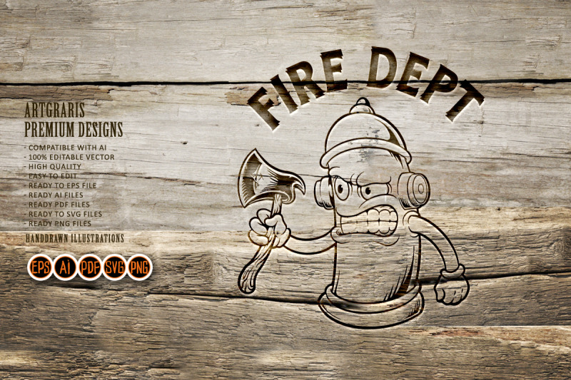 angry-classic-fire-dept-hydrant-axe-logo-illustrations-outline