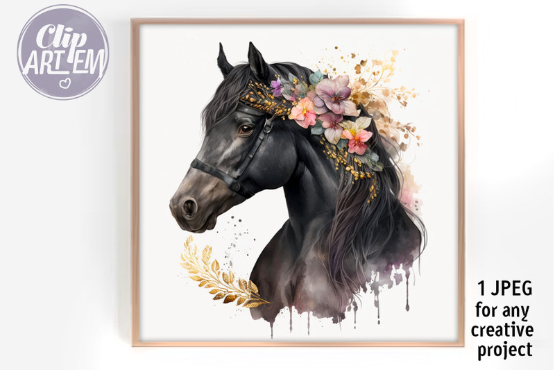 beautiful-black-horse-vintage-painting-watercolor-jpeg-image-print-fi