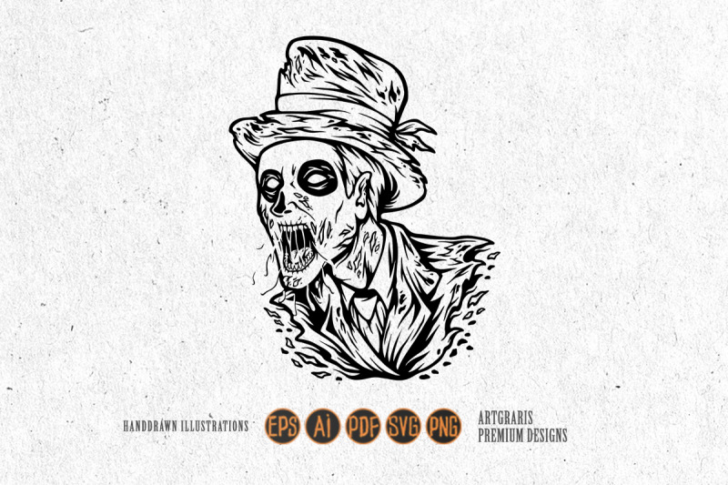 scary-zombie-krueger-head-face-mascot-illustrations-monochrome