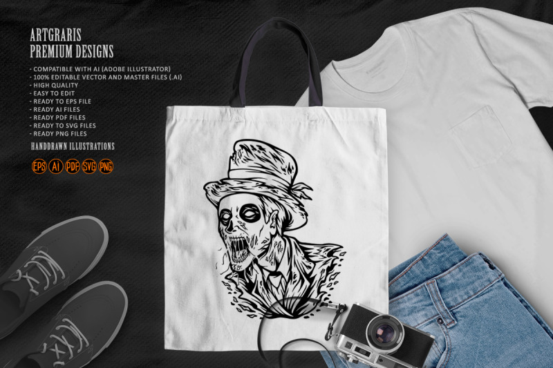 scary-zombie-krueger-head-face-mascot-illustrations-monochrome