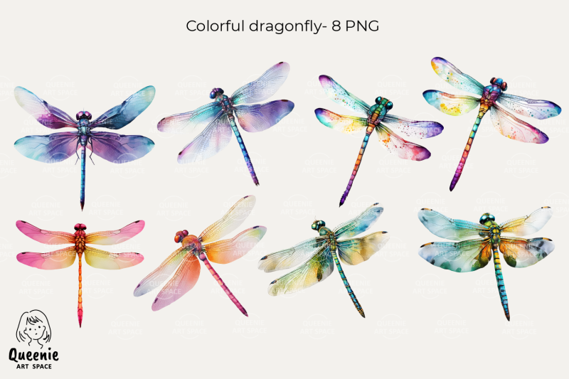 colorful-dragonfly-watercolor-illustrations-bundle