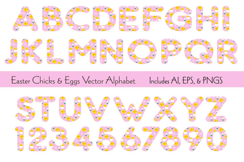 easter-chicks-and-eggs-vector-alphabet