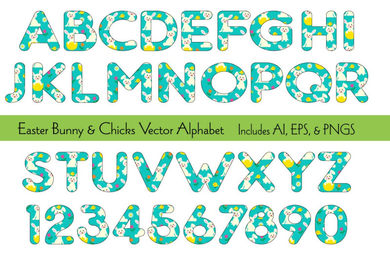 easter-bunny-and-chicks-vector-alphabet