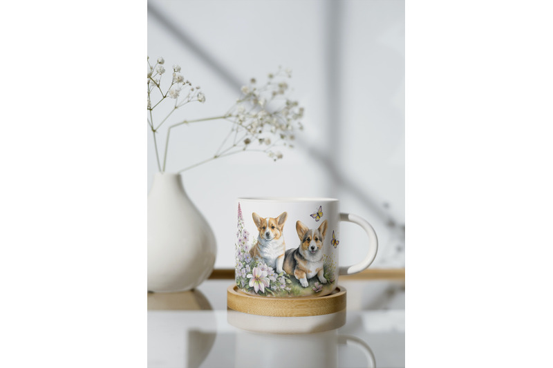 spring-watercolor-corgi-puppies