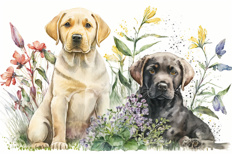spring-watercolor-labrador-retriever-puppies