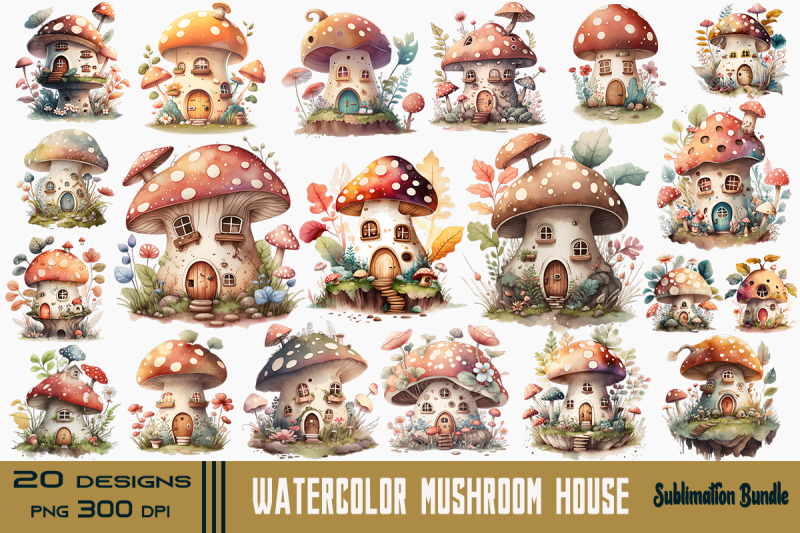 watercolor-mushroom-house-bundle