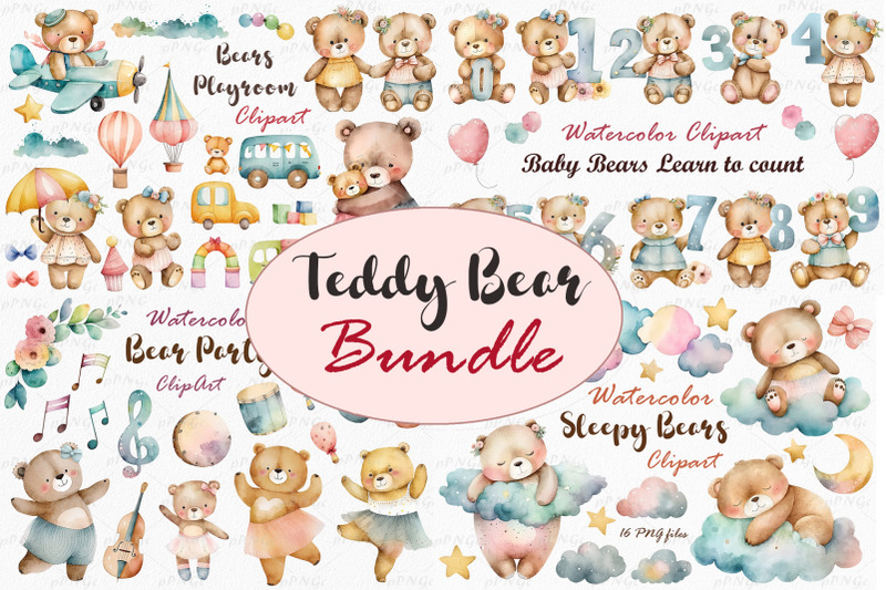 watercolor-teddy-bears-clipart-bundle