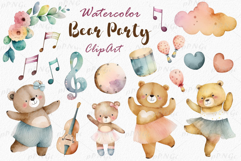 watercolor-teddy-bears-clipart-bundle