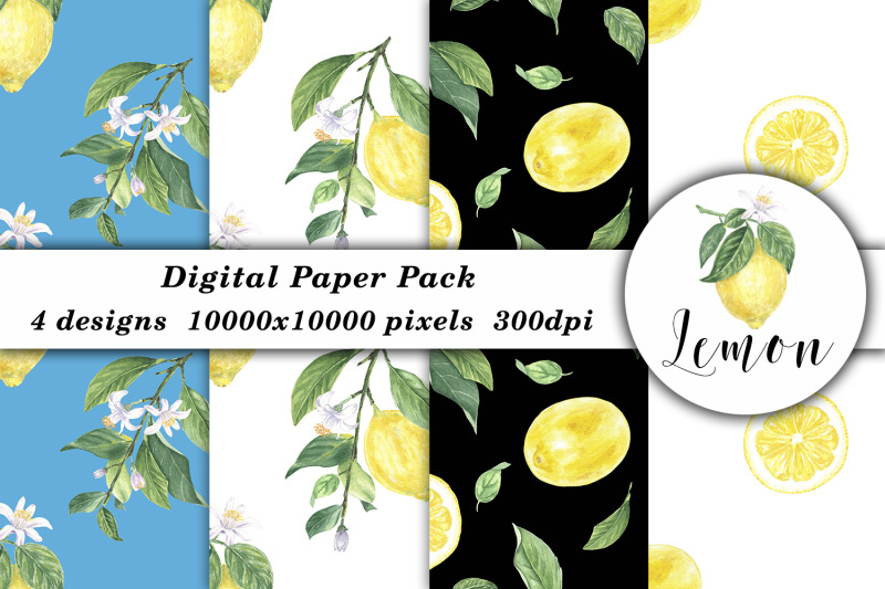 watercolor-pattern-lemon-digital-paper