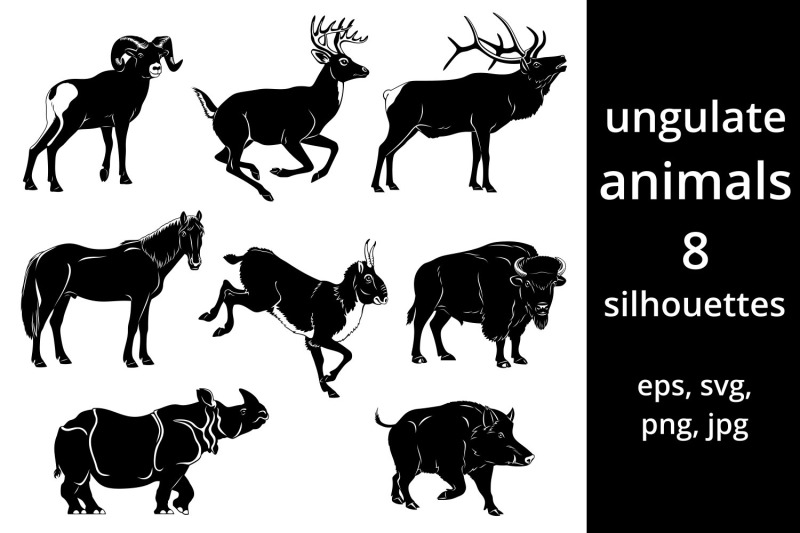 ungulate-animals-silhouettes-set