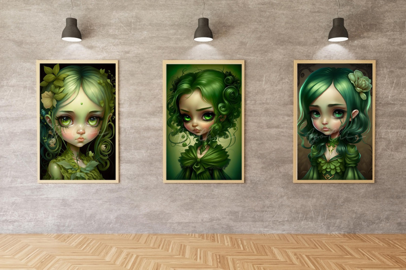 cute-green-doll-girls-wall-art