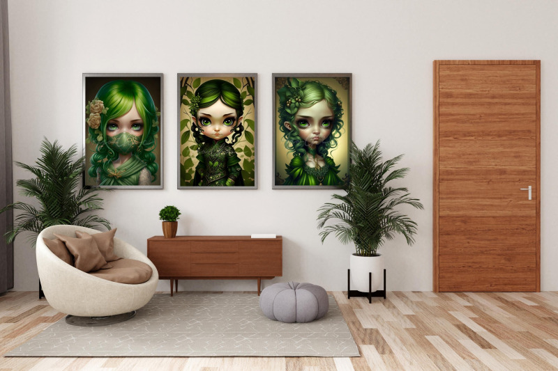 cute-green-doll-girls-wall-art