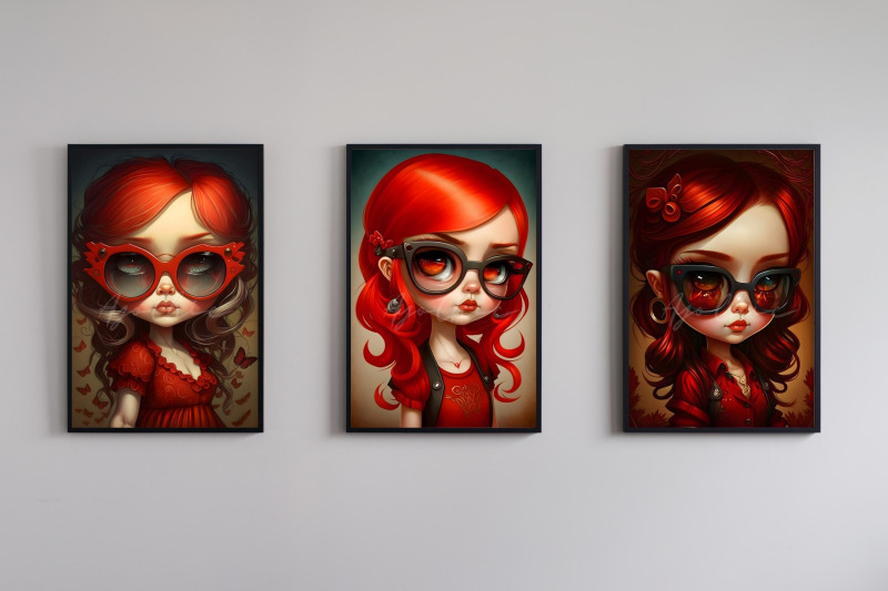 cute-red-doll-girls-wall-art