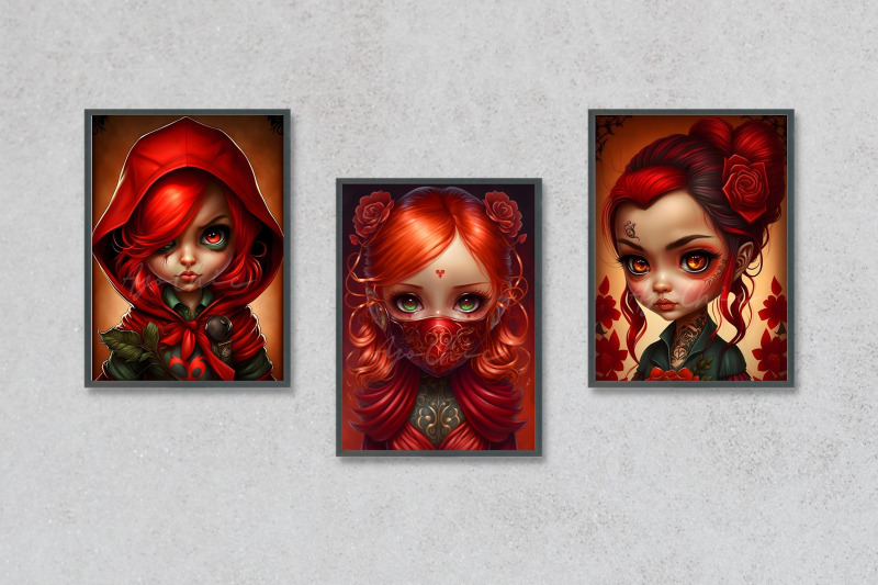 cute-red-doll-girls-wall-art