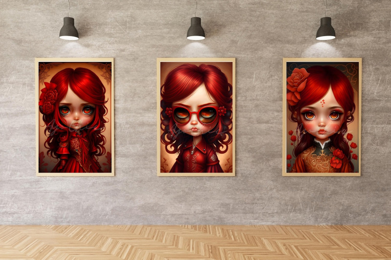 cute-red-doll-girls-wall-art