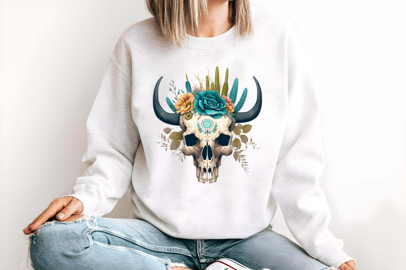 floral-boho-bull-skull-svg-clipart