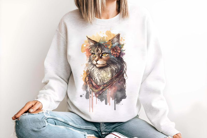 watercolor-boho-cats-clipart-sublimation