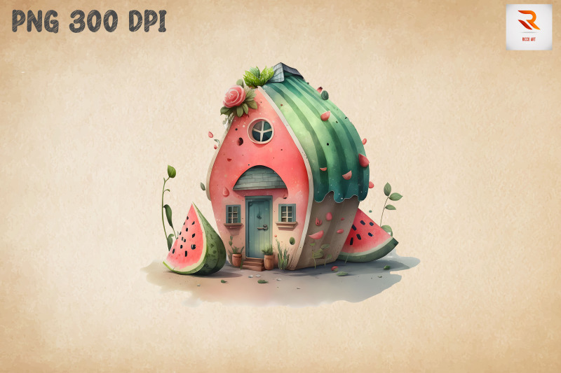 cute-watermelon-house-watercolor