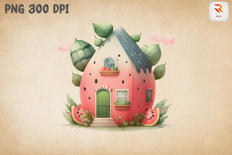 cute-watermelon-house-watercolor-4