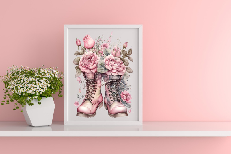 floral-boots-clipart-for-sublimation-tshirt-design