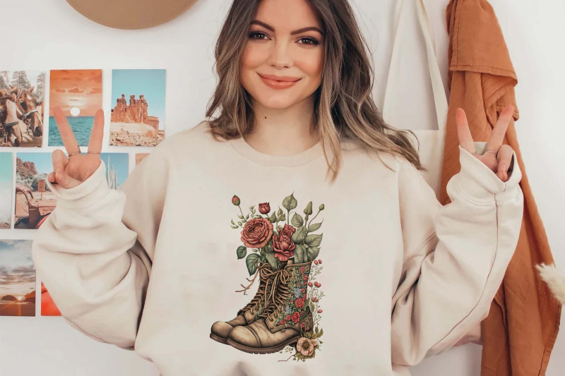 floral-boots-clipart-for-sublimation-tshirt-design