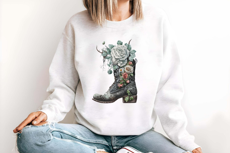 floral-boots-clipart-for-sublimation-tshirt-design