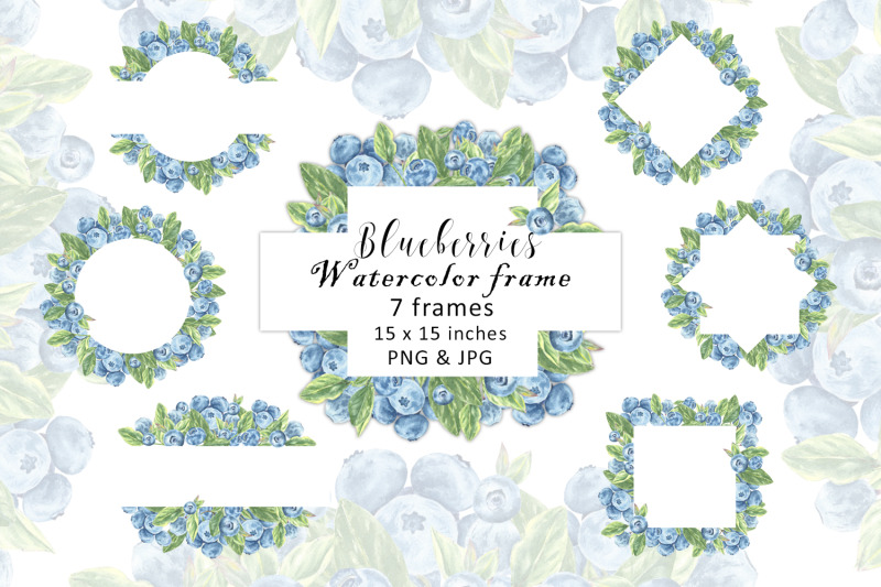 watercolor-frame-blueberries-clipart-png-summer-berry