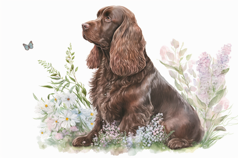 spring-watercolor-chocolate-cocker-spaniel-bundle