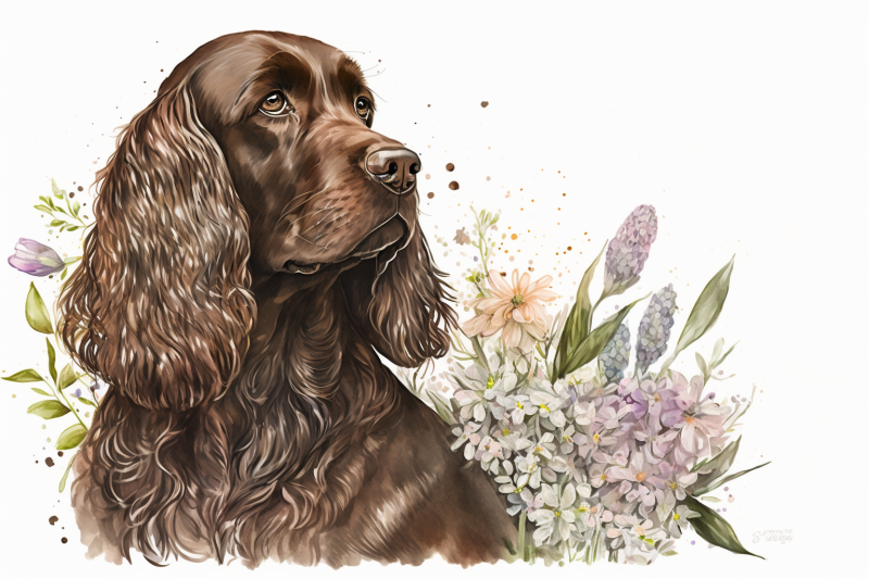 spring-watercolor-chocolate-cocker-spaniel-bundle