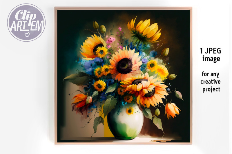 bouquet-of-sunflowers-home-wall-decor-jpeg-image-painting-art-digital