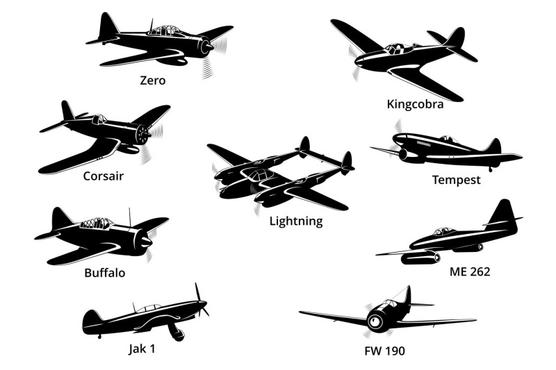 wwii-aircrafts-fighter-planes-silhouettes-part-ii