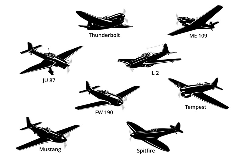 wwii-aircrafts-fighter-planes-silhouettes-part-i