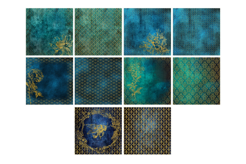 blue-amp-gold-floral-backgrounds