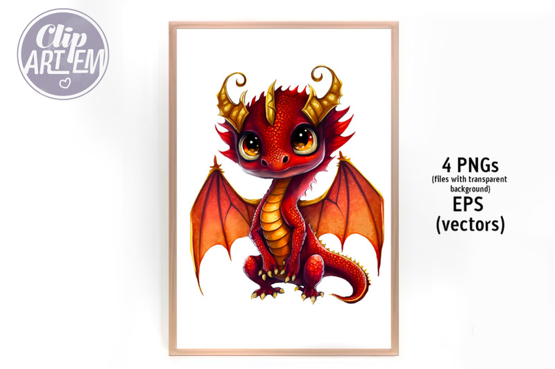 red-dragons-wall-art-cute-baby-nursery-watercolor-png-eps-images