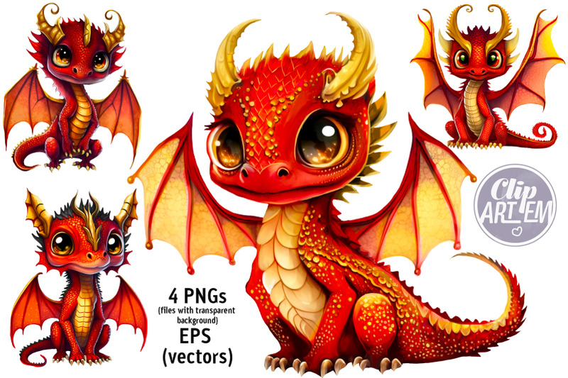 red-dragons-wall-art-cute-baby-nursery-watercolor-png-eps-images