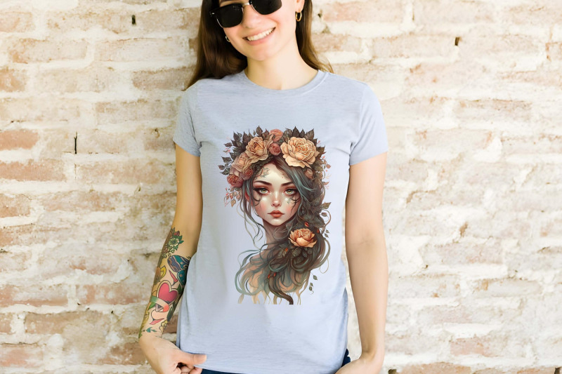 floral-boho-girls-clipart-boho-woman-sublimation