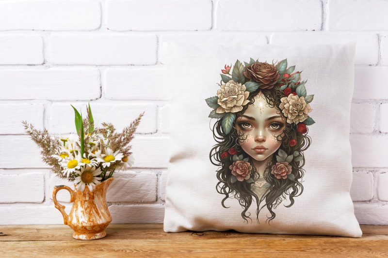 floral-boho-girls-clipart-boho-woman-sublimation