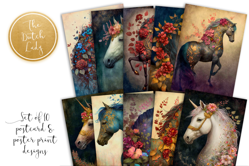 horses-amp-unicorn-postcard-art-prints